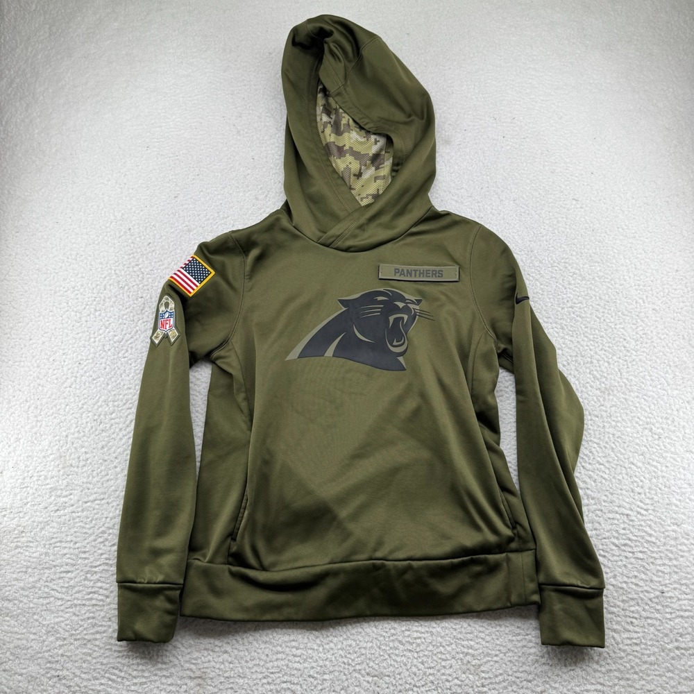 Nike Carolina Panthers Salute To Service Hoodie Mens Small (Fits Youth) Green